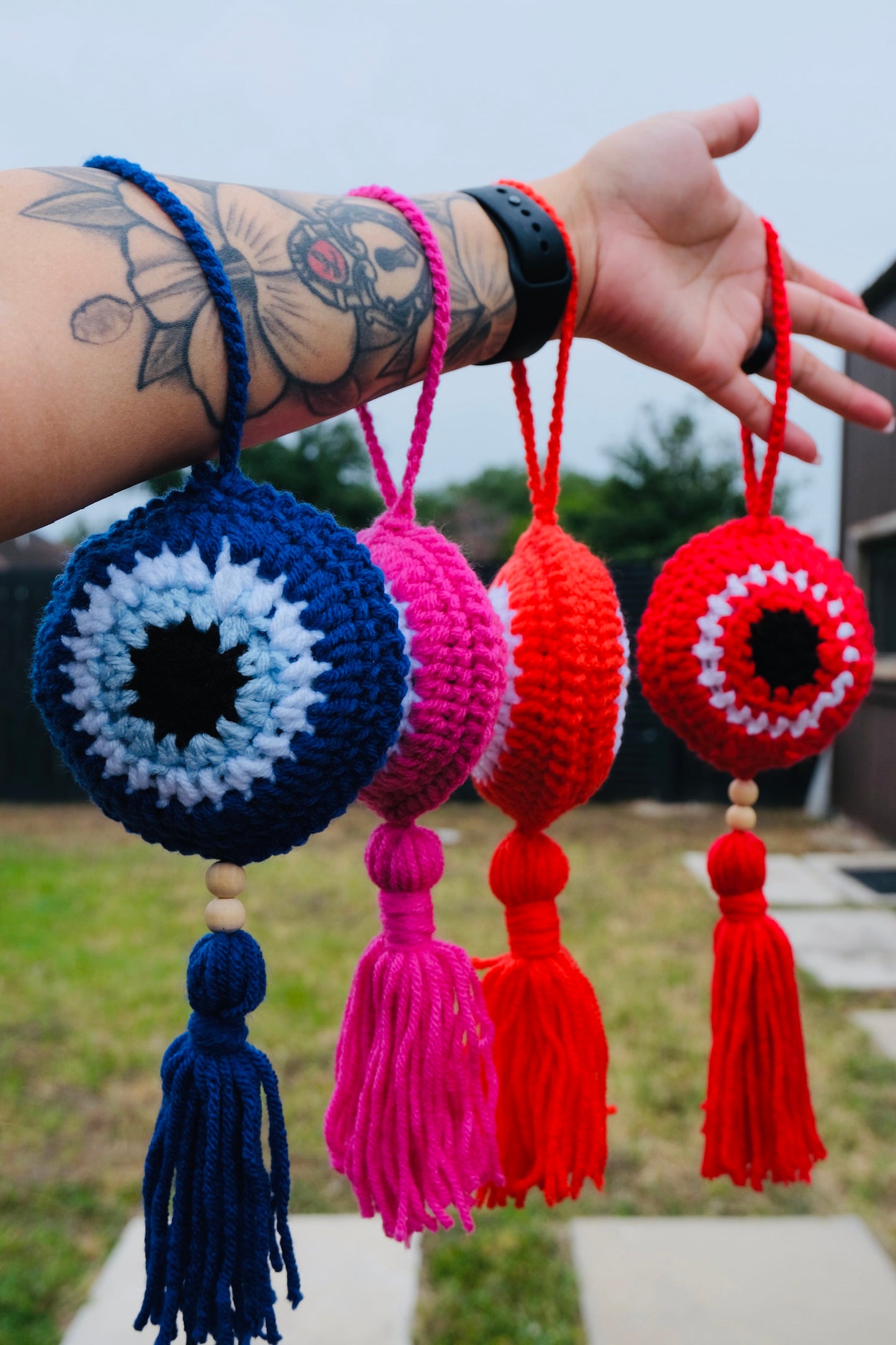 Evil Eye Crochet Car Charm