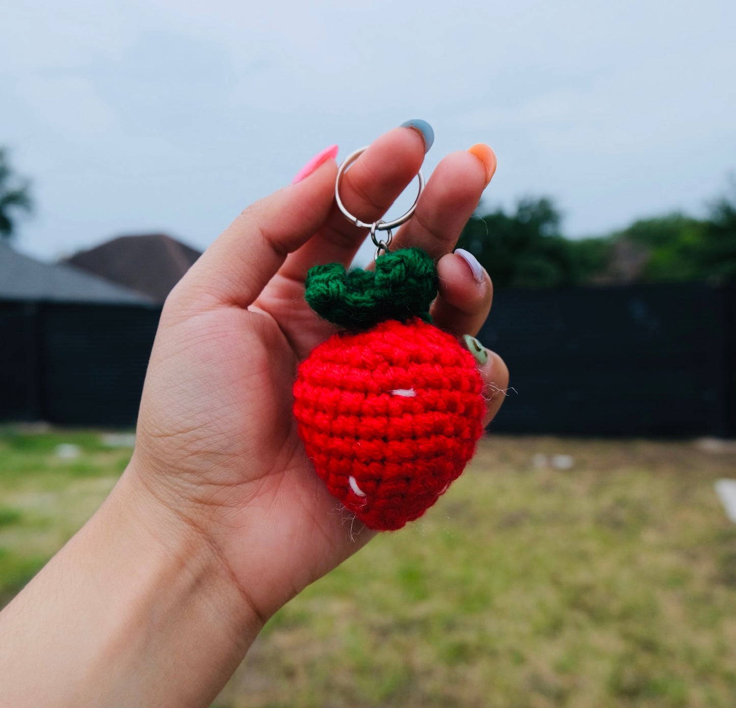 Strawberry Crochet Key Chain
