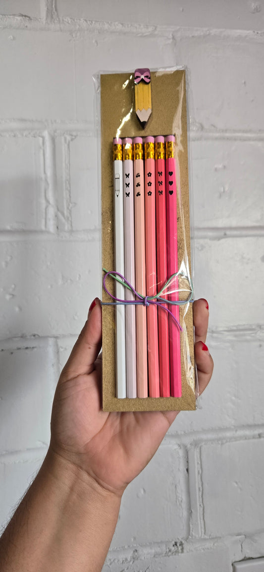 Pink Engraved Pencil Set